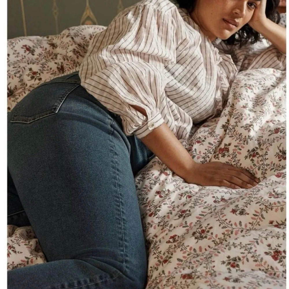 ✨PILCRO BY ANTHROPOLOGIE BRIANNA RUFFLE BOHO STRIPE PEASANT SLEEVE BLOUSE✨ - Picture 8 of 8